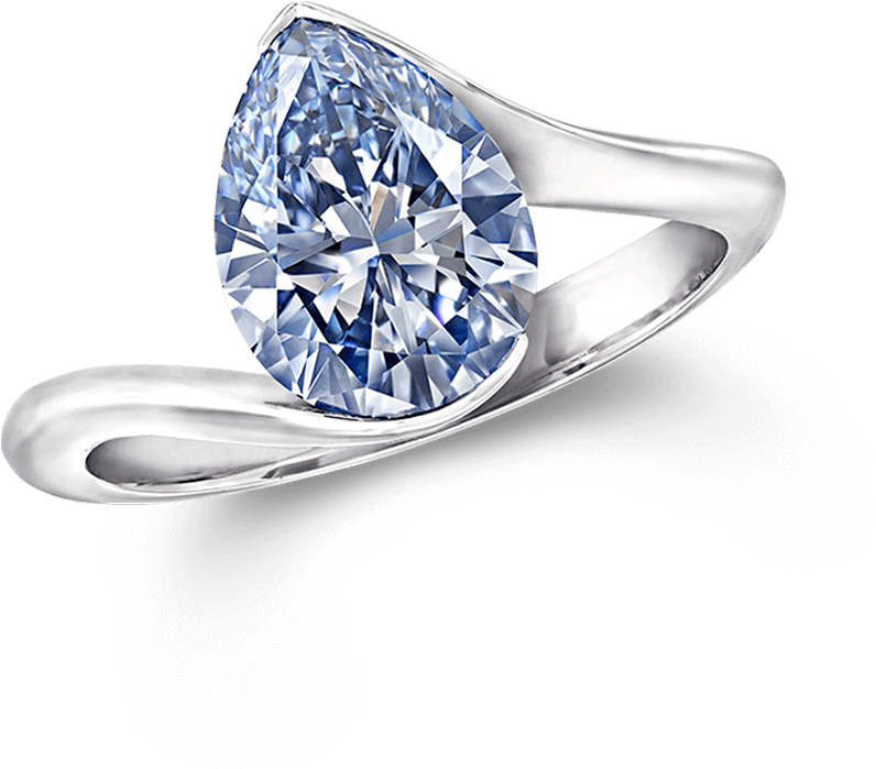 Pear Shape Blue Diamond Ring, - Pear Shaped Diamond Ring (2000x2000), Png Download