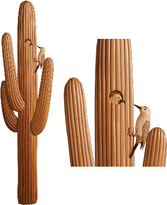 Intarsia Woodworking Pattern Of A Saguaro Cactus With - Cactus (400x400), Png Download