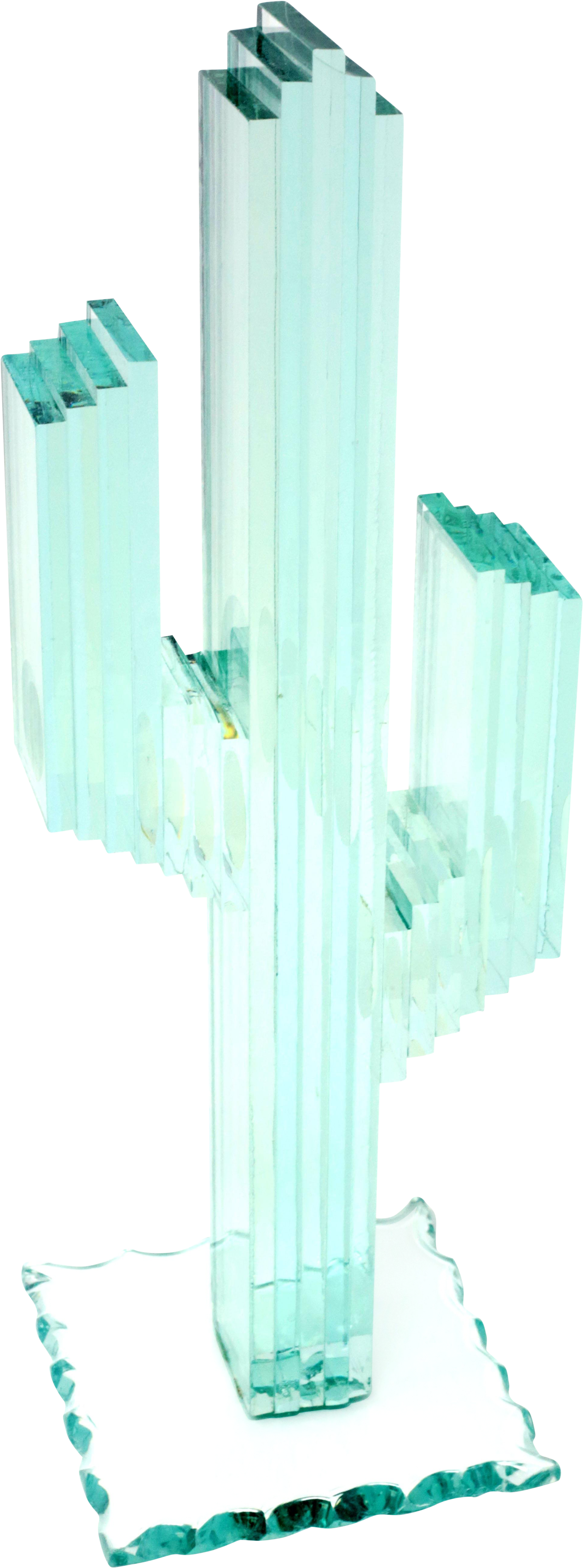 12" Tall Stacked Glass Saguaro Cactus On Chairish - Cactus (3612x5419), Png Download