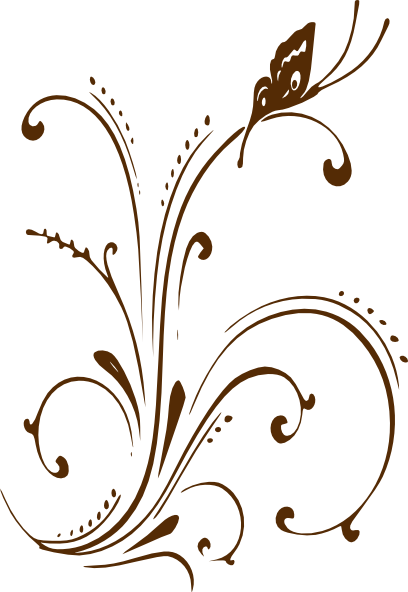 Brown Scroll Border - Butterfly Clipart Black And White Border (408x592), Png Download
