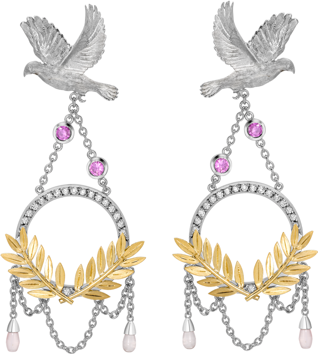 Dove & Olive Branch Drop Earrings - Earring (1050x1225), Png Download