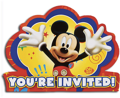 Mickey Mouse Party Invitations - Mickey Save The Date (403x326), Png Download