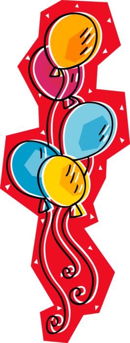 Vector Illustration Of Party Balloons Help Partygoers (266x700), Png Download