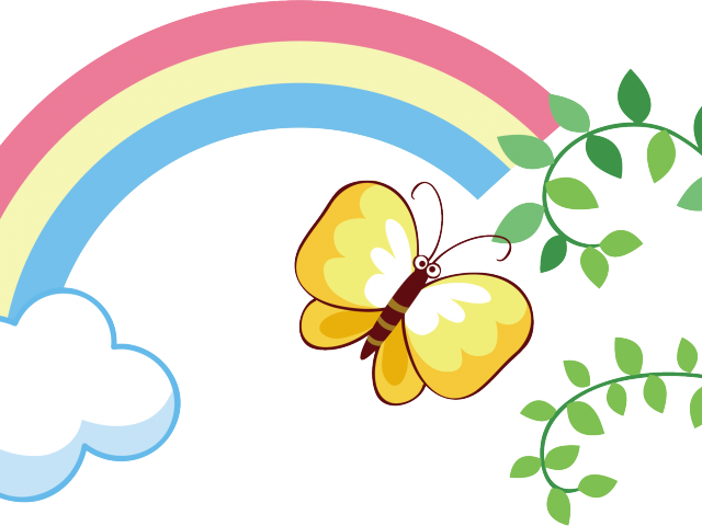 Rainbow Butterfly Clipart Png Text - Euclidean Vector (640x480), Png Download