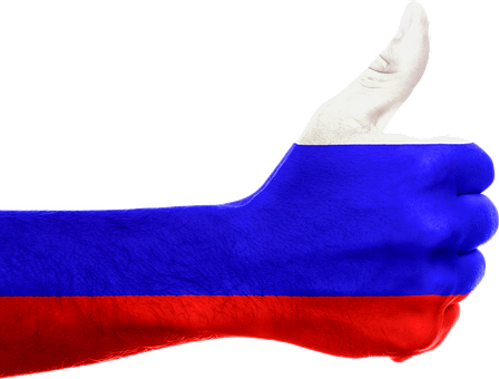 Russia Flag Hand Thumbs Up Symbol National - Russian Flag Hand (448x340), Png Download
