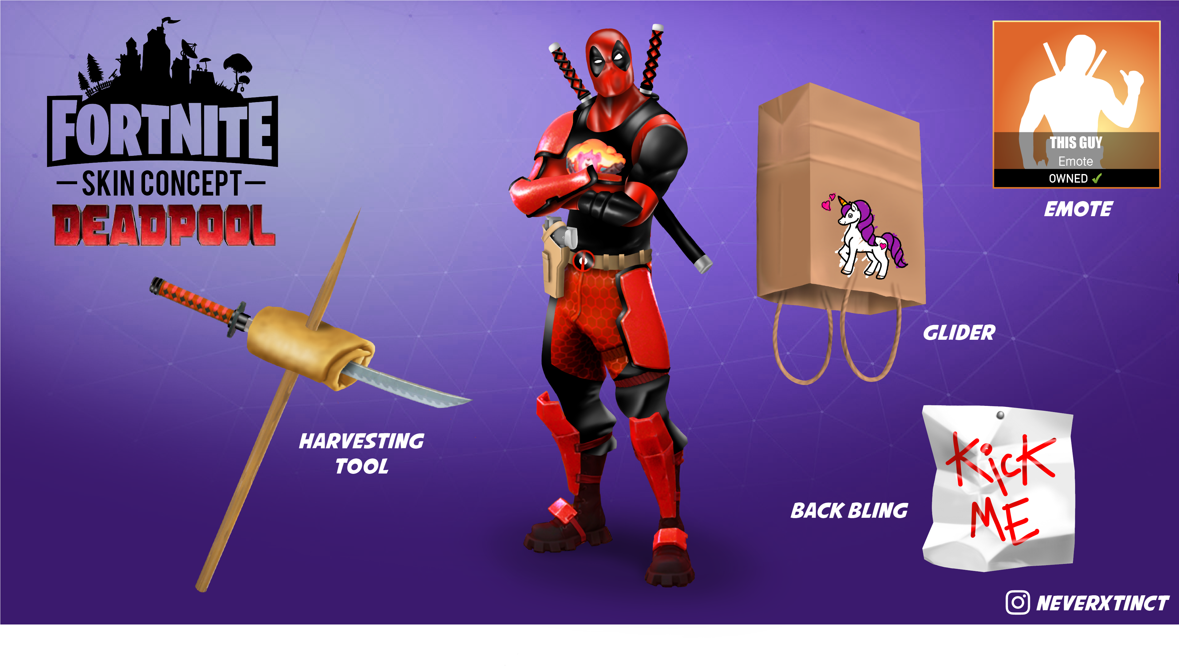 Deadpool Has Broken The Fourth Wall, And Landed In - Katana Back Bling Fortnite (3931x3037), Png Download