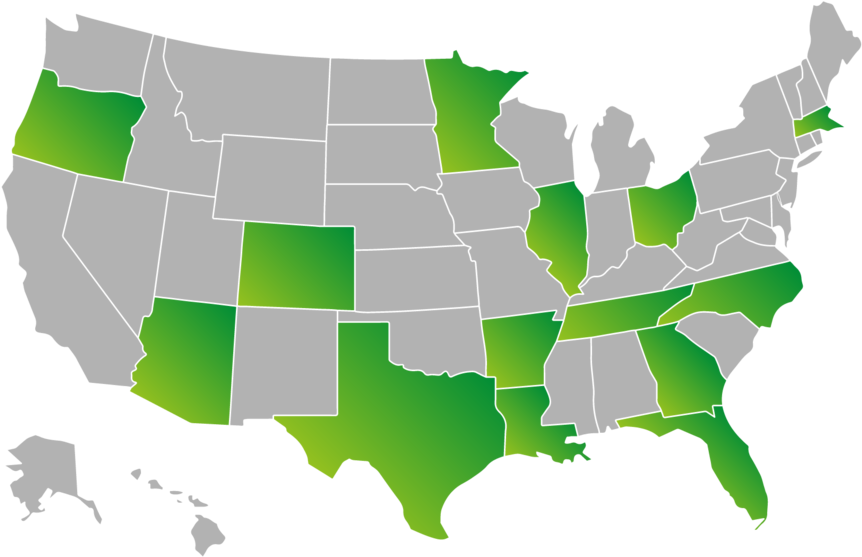 Updated Usa Map Green (1000x697), Png Download