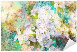 Spring White Flowers And Messy Watercolor Splashes - Watercolor Painting (400x400), Png Download