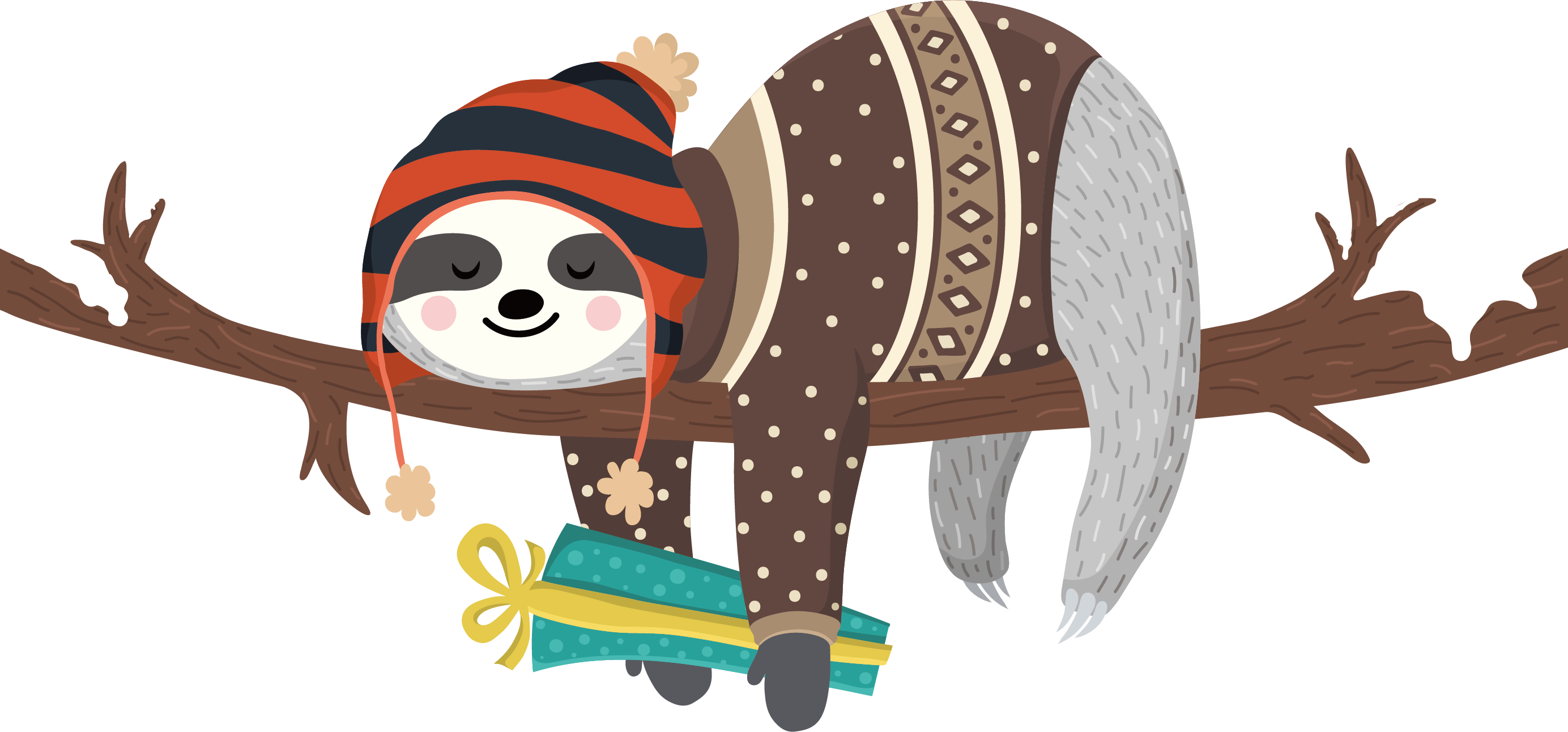 Sloth Illustration - Wake Me Up When Winter Is Over (2768x1292), Png Downlo...