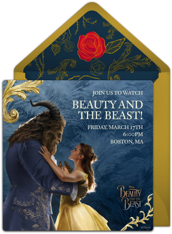 Send A Personalized Beauty And The Beast Invitation - Online Invitations Beauty And The Beast (650x650), Png Download