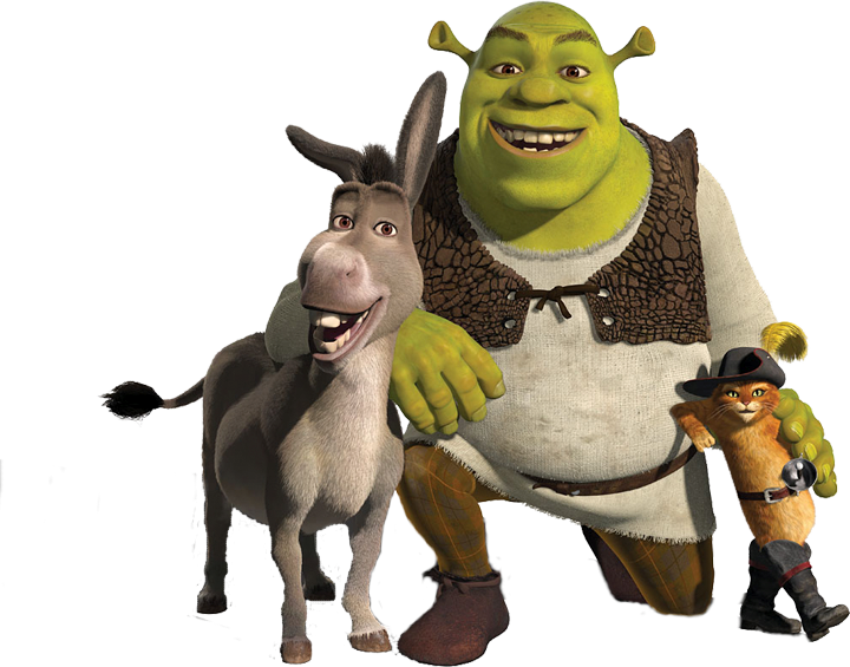 Shrek Donkey And Puss In Boots (850x667), Png Download