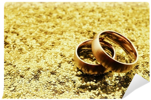 Wedding Bands On Gold Glitter With Copy Space Wall - Tapety Obraczki (400x400), Png Download