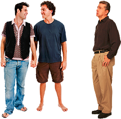 Photo, Two Smiling Men Hold Hands As Another Looks - Same Sex Couple Png (399x393), Png Download