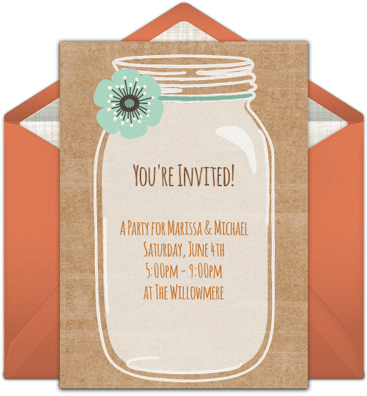 A Mason Jar Engagement Party Invite Free Printable - Wish List Rustic Ideas Template Png (650x650), Png Download