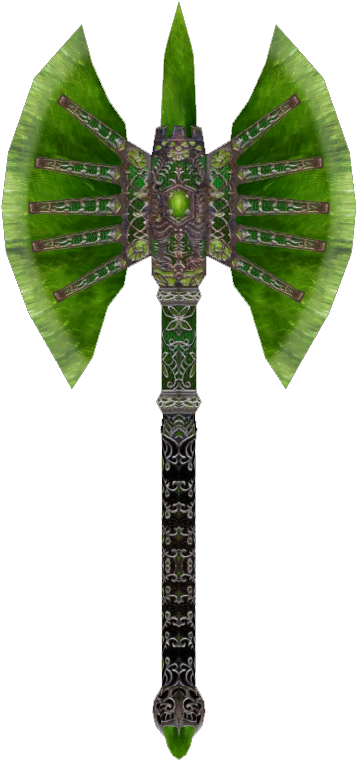 Glass Battle Axe Ob - Daedric Battle Axe Skyrim (360x480), Png Download