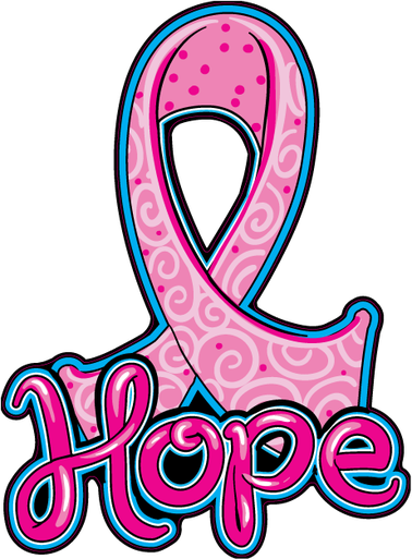 Pink Ribbon "hope" Decal / Sticker-hope Decal, Pink - Cute Cancer Ribbon (378x513), Png Download