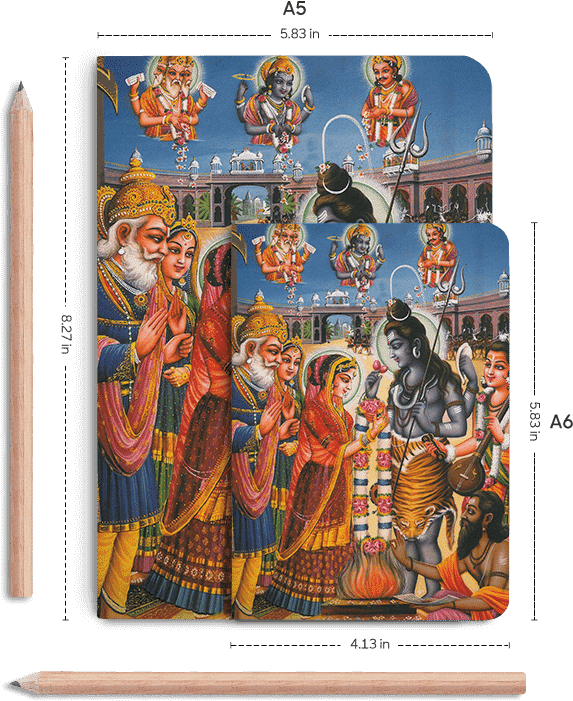 Dailyobjects Indian Mythology Shiv Parvati Wedding - Painting (600x700), Png Download