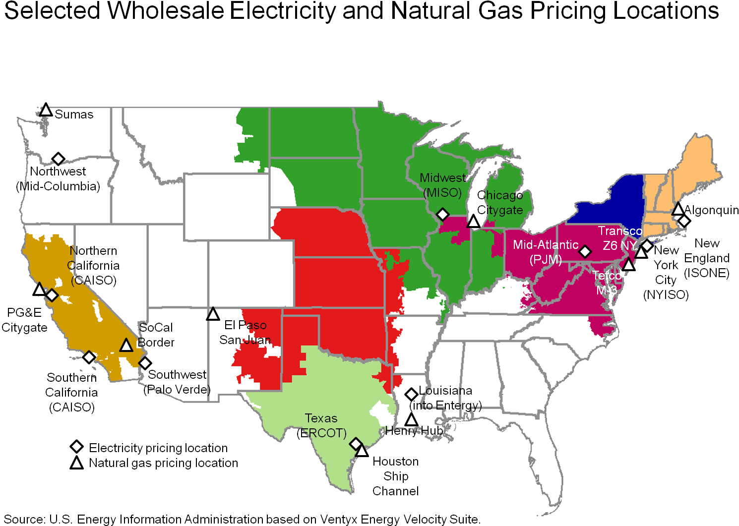 Selected Wholesale Electricity And Natural Gas Pricing - Us Oil Basins (1534x1099), Png Download