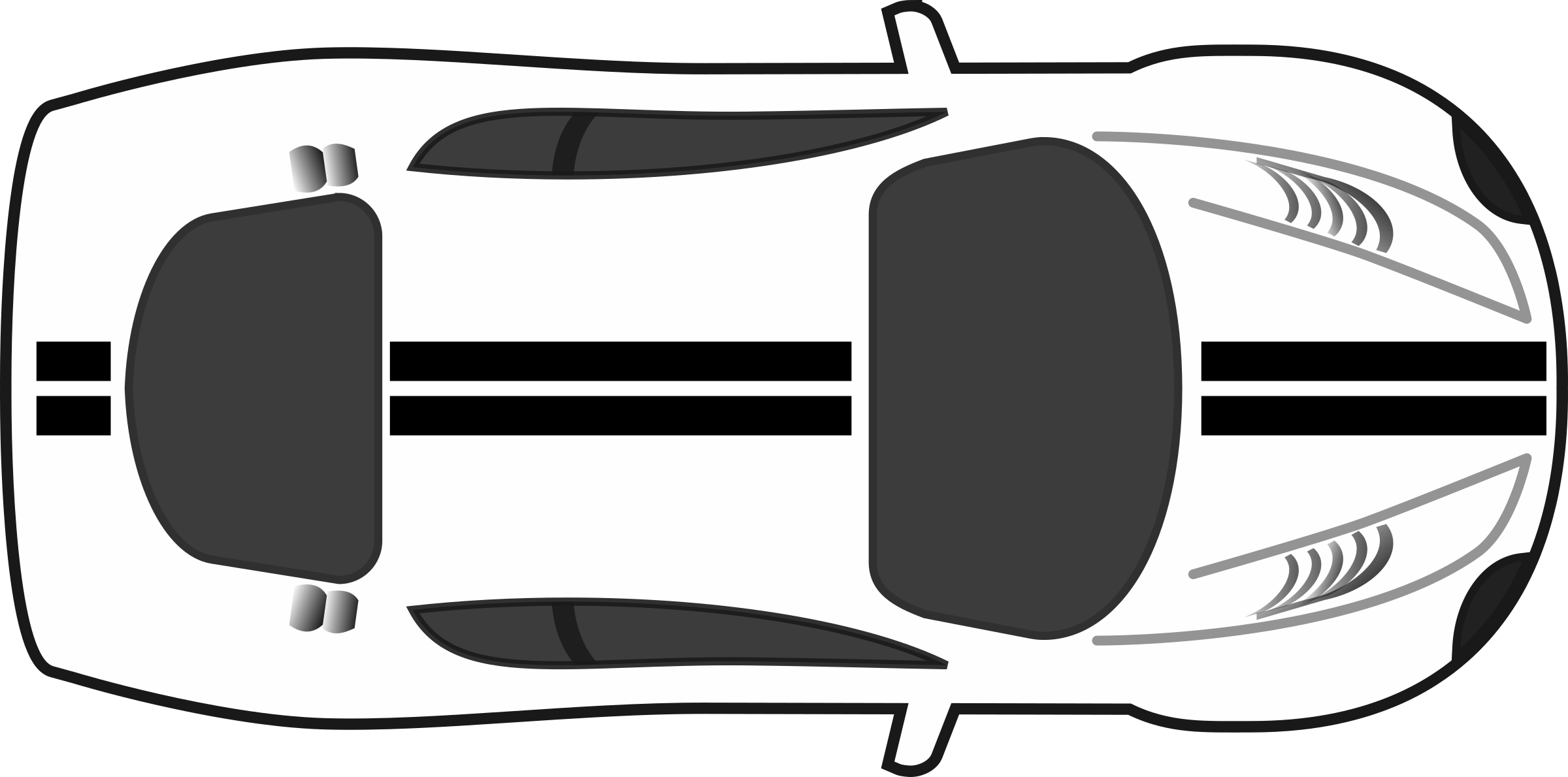 Black And White Race Car Png Transparent Black And - Car Top View Icon (2400x1190), Png Download