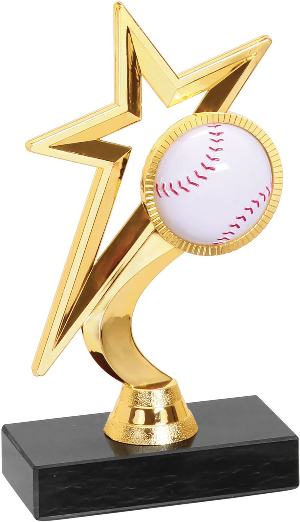 Gold Star Baseball/softball Figure Trophy - Marble (1800x1800), Png Download