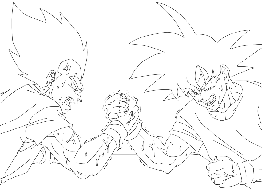 Goku E Vegeta By Blaackz - Line Art (852x615), Png Download