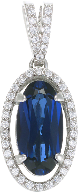 Oval Blue Sapphire Pendant With Halo - Locket (750x750), Png Download