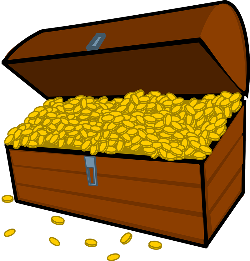 Gold, Pirates, Treasure, Money, Treasure Chest, Chest - Treasure Chest Cartoon Png (614x640), Png Download
