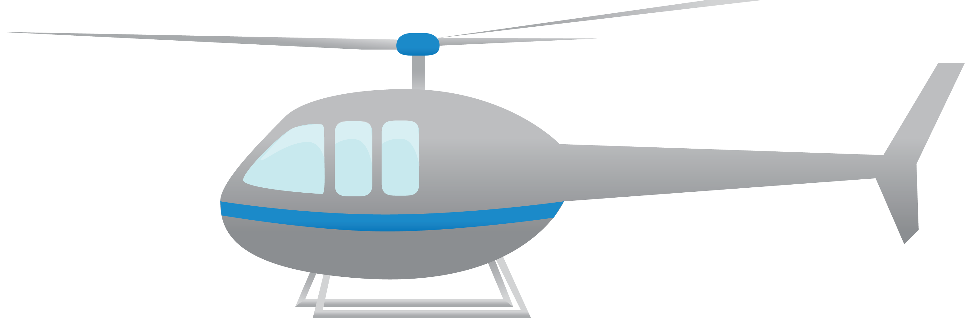 Helicopter-blue - Cartoon Helicopter Png (3107x1025), Png Download