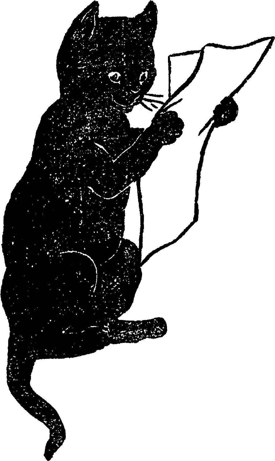 Funny Antique Black Cat Digital Download - Cat Clip Art (1020x1600), Png Download