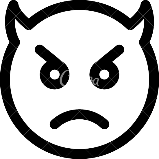 Devil Clipart Emoji - Angry Emoji Logo Black And White (550x550), Png Download