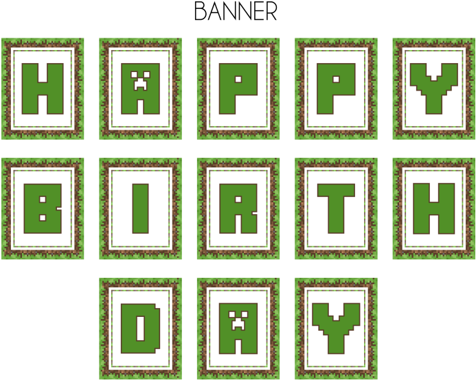 Lofty Printable Minecraft Pictures Free Printables - Minecraft Free Party Banner Printable (776x600), Png Download