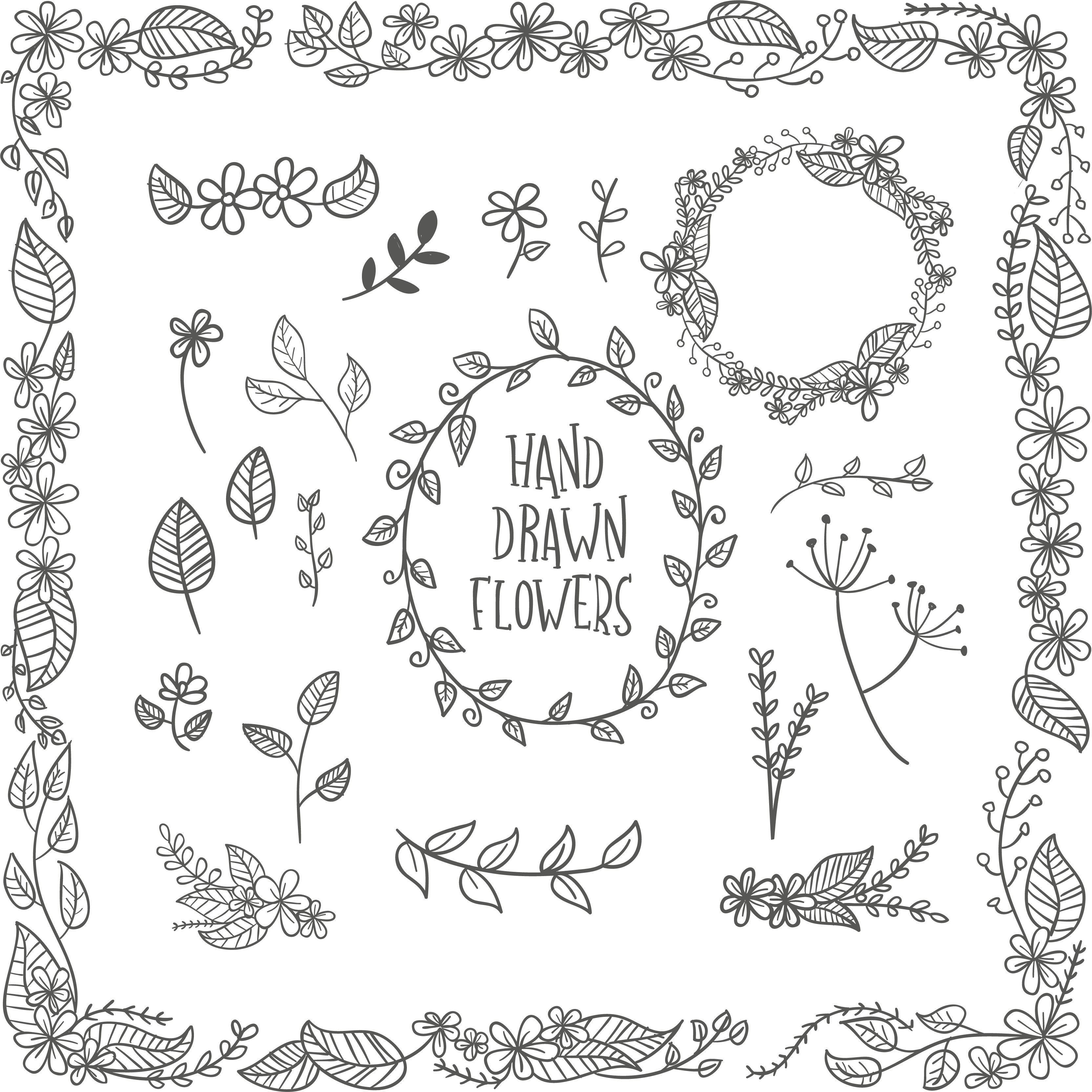 Image Transparent Download Flower Leaf Euclidean Pattern - Calligraphy Border (3328x3328), Png Download