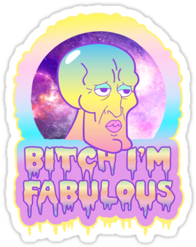 Fabulous Squidward By Amy Grace - Squidward Stickers (375x360), Png Download