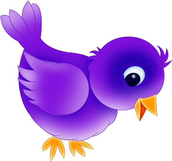 Finch Clipart Cute Bird - Purple Bird Cartoon (600x600), Png Download