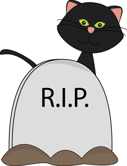 Halloween Black Cat And Rip Tombstone Clip Art - Tombstone Clip Art (433x565), Png Download