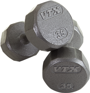 Hex Iron Dumbbells (371x325), Png Download