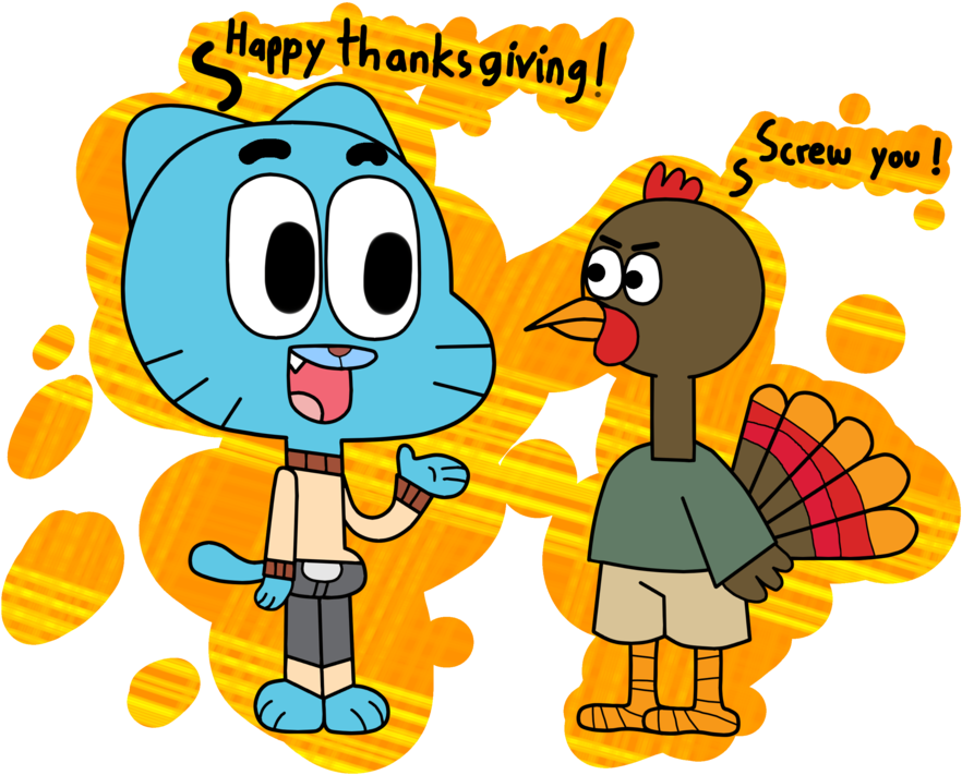 Happy Thanksgiving By Mannyg86-d8588xb - Amazing World Of Gumball Thanksgiving (1024x731), Png Download