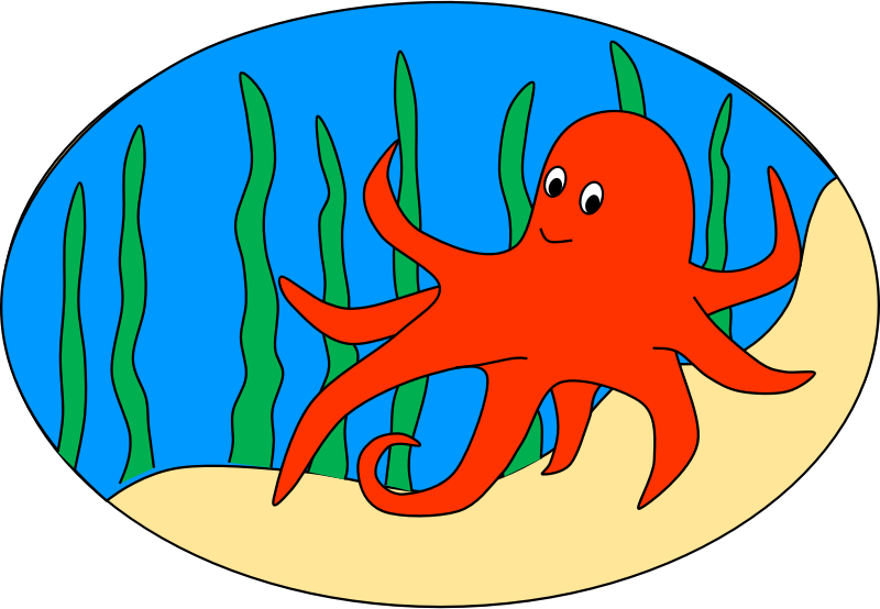 Octopus Free To Use Cliparts - Cartoon Octopus In Sea (800x554), Png Download