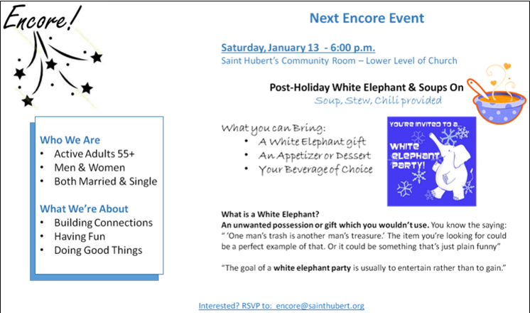 Encore 55 Soups On And White Elephant Gift Exchange - Soup (746x440), Png Download