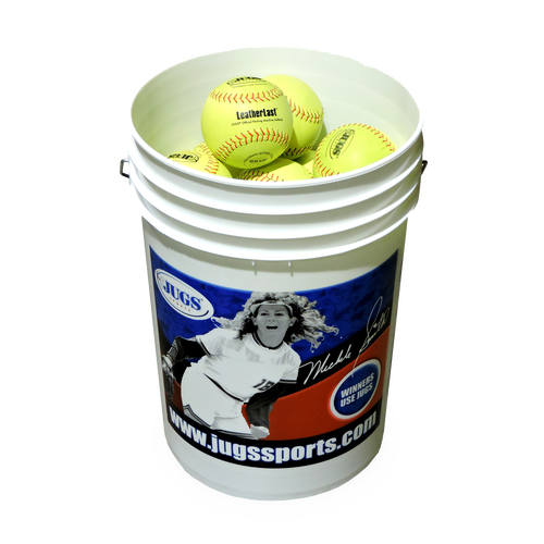 Bucket Of Jugs Leatherlast™ Softballs - Jugs Michele Smith Ball Bucket With Lid White (500x500), Png Download