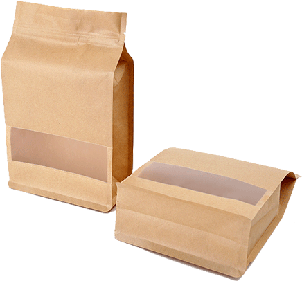 Food Packaging Block Bottom Brown Kraft Paper Bag With - Kraft Paper (600x600), Png Download