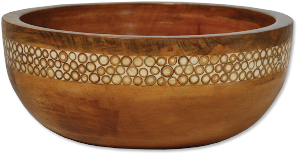 Natural Inlaid Mango Wood Salad Bowl - Bowl (600x600), Png Download