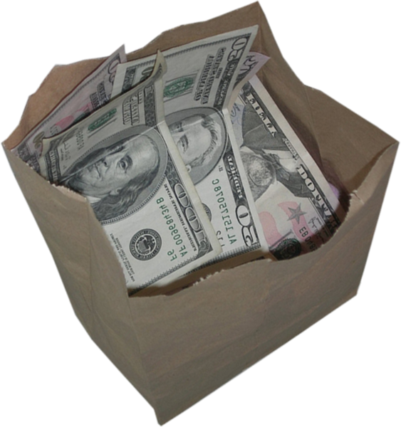 Brown Paper Bag Money - Crisp New 50 Dollar Bill Pink Orange Mirror Image (563x600), Png Download