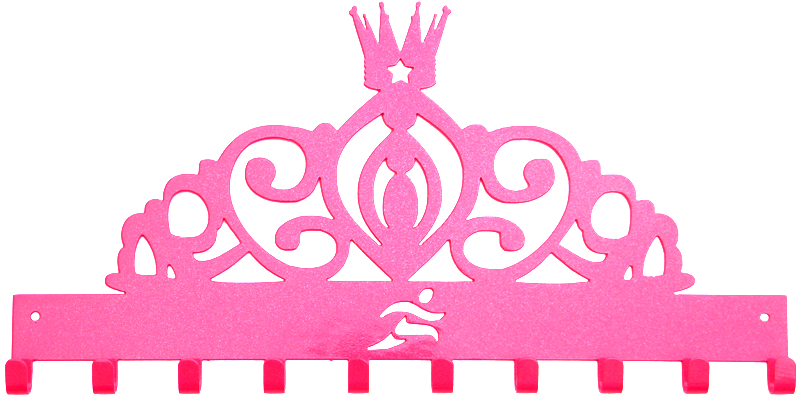 Disney Princess Tiara Runner Pink Sparkle 10 Hook Medal - Tiara Silhouette (800x400), Png Download