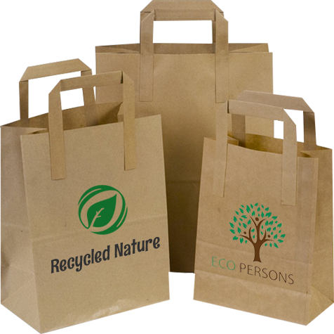100% Recycled Paper Bags - Brown Paper Carrier Bags (476x475), Png Download