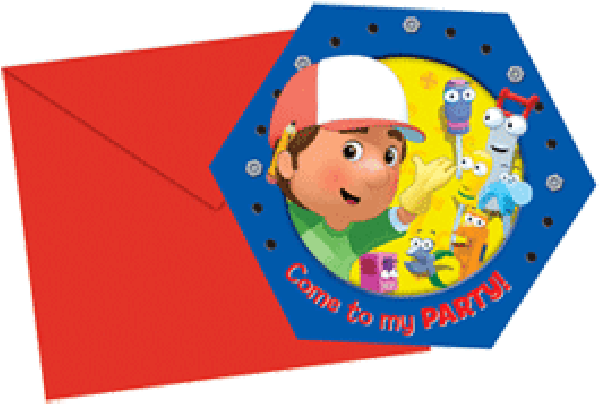 Invitations And Envelopes - 6 Handy Manny Folded Invitations (600x800), Png Download