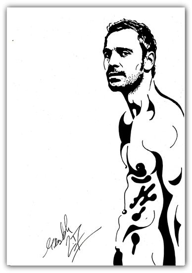 Michael Fassbender Indian Ink Drawing On A4 Card £100 - Drawing (398x550), Png Download