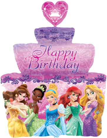 Disney Princess Super Shape Foil Balloon - Disney Princess Happy Birthday Cake (381x480), Png Download