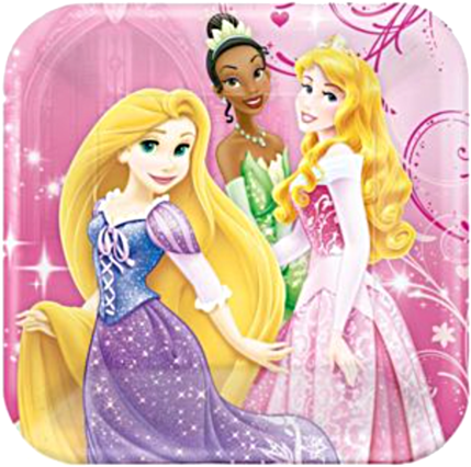 Disney Princess Sparkle Lunch Party Plates - Amscan Disney Princess 7" Cake Plates (8 Pack) (467x480), Png Download