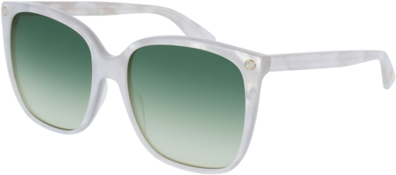 Gg0022s-004 White Sunglasses / Green Gradient Lenses - Gg0022s 004 (600x336), Png Download